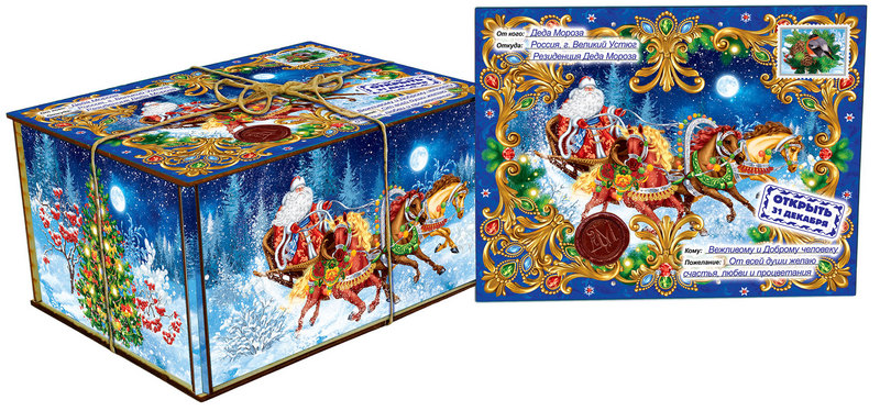 сладкий новогодний подарок Посылка Новогодняя Тройка 0,7 кг